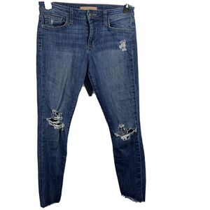 Joes Jeans Womans Distressed Medium Wash Denim Jeans Size 28 Raw Hem